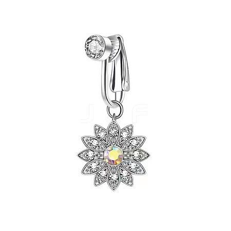 Brass Pave Clear Cubic Zirconia Clip on Belly Rings FS-WG683DA-09-1