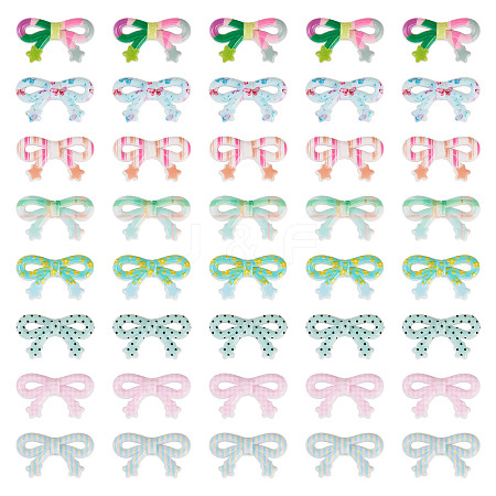 40Pcs 8 Colors Printed Opaque Acrylic Beads MACR-TA0002-65-1