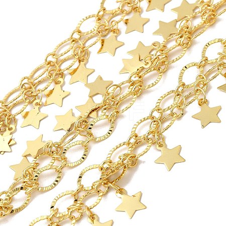 2-Row Brass Textured Oval Link Chains CHC-L053-01G-01-1