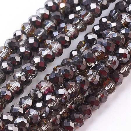 Half Plated Faceted Rondelle Electroplate Glass Bead Strands X-EGLA-D020-3x2mm-12-1