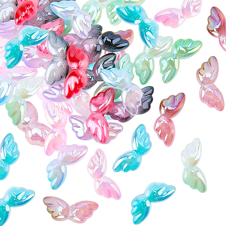 20Pcs UV Plating Opaque Acrylic Beads OACR-PA0001-90-1