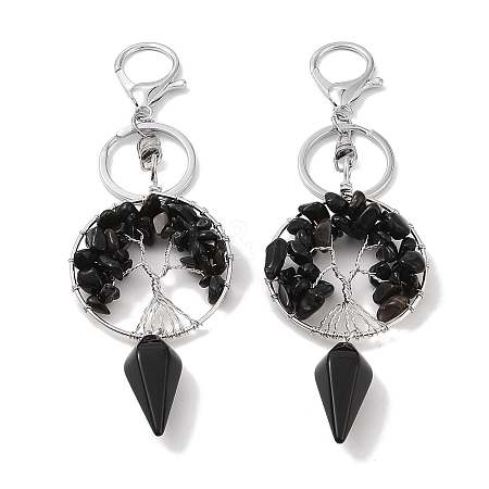 Natural Obsidian Keychain KEYC-K022-01P-15-1