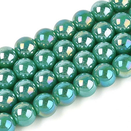 Electroplate Opaque Glass Beads Strands GLAA-T032-P8mm-AB12A-1