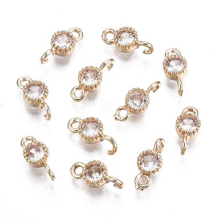 Brass Micro Pave Clear Cubic Zirconia Links Connectors KK-S359-145C-RS-1