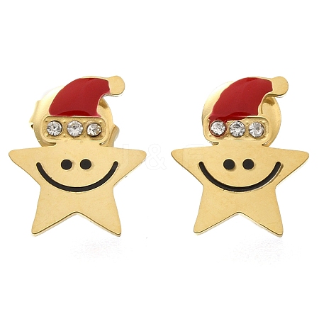 304 Stainless Steel Enamel Stud Earrings EJEW-I316-02G-1