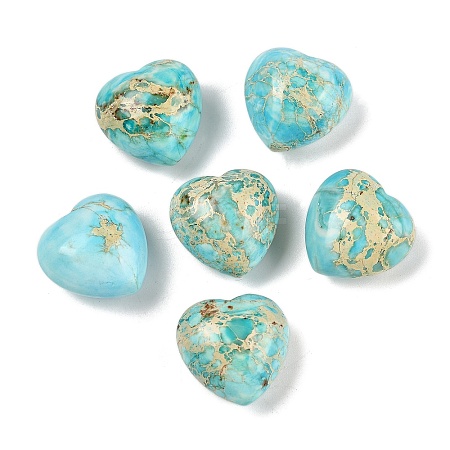 Dyed Natural Imperial Jasper Heart Palm Stone G-Q021-03B-1