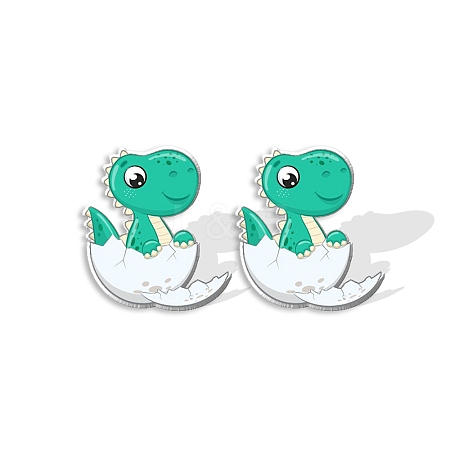 Resin Dinosaur Stud Earrings for Women PW-WGED288-02-1