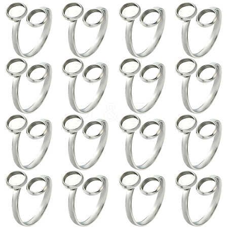 16Pcs 304 Stainless Steel Open Cuff Ring Findings STAS-BBC0008-18-1