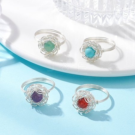4Pcs 4 Styles Gemstone Finger Rings RJEW-TA00235-02-1