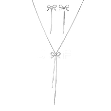 304 Stainless Steel Pendant Necklaces & Stud Earrings Sets for Women FS-WG7ECA2-02-1