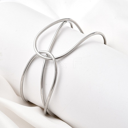 304 Stainless Steel Cuff Bangles for Women BJEW-Z150-01P-03-1