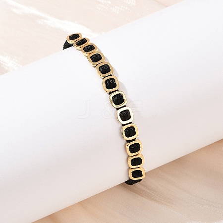Square Brass Cotton Cord Adjustable Braided Bracelets BJEW-L568-05G-1