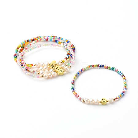 Glass Beads Stretch Bracelets BJEW-JB06414-1