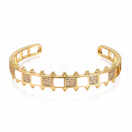 Brass Micro Pave Clear Cubic Zirconia Cuff Bangles BJEW-N302-006H-NF-1