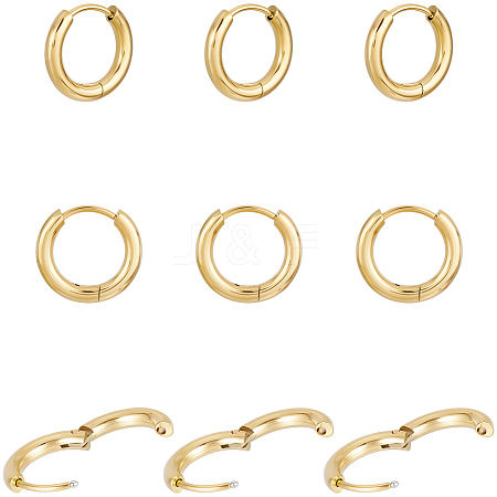 10 Pairs Ion Plating(IP) 304 Stainless Steel Huggie Hoop Earrings EJEW-BBC0002-19B-1