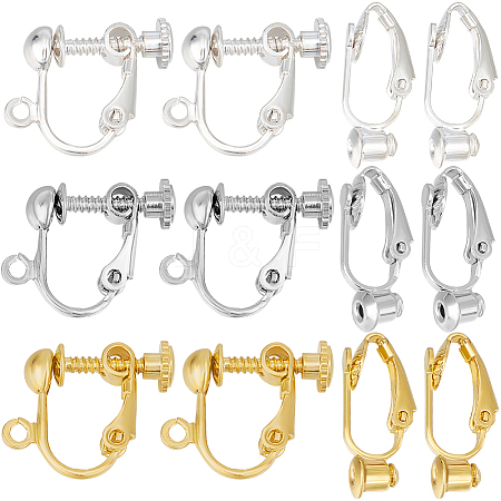 SUNNYCLUE 36Pcs 6 Styles Brass Clip-on Earring Converters Findings KK-SC0004-71-1