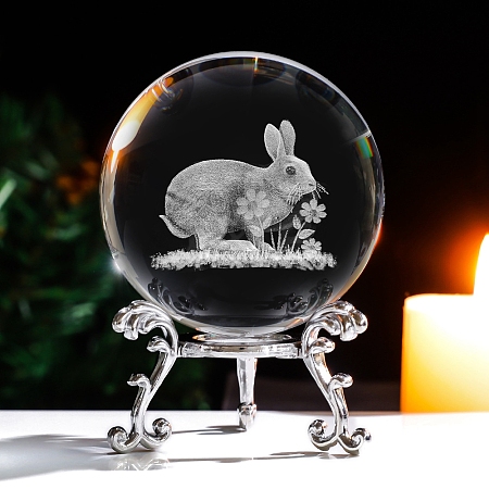 Inner Carving 12 Chinese Zodiac Signs Glass Crystal Ball Diaplay Decoration PW-WG32D61-07-1