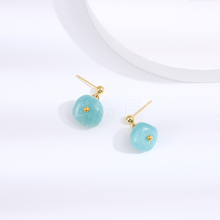 Natural Howlite 304 Stainless Steel Dangle Stud Earrings LS-EJEW-H017-02G-01-1