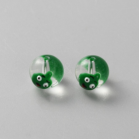 Round Handmade Lampwork Beads LAMP-WH0003-015B-1