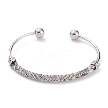 Tarnish Resistant 304 Stainless Steel Torque Bangles BJEW-O182-01P-1