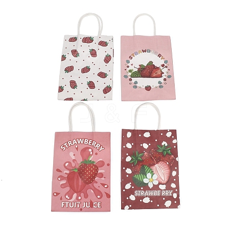 4 Styles Strawberry Print Paper Gift Bags with Handles TH-CBA170C-04-1