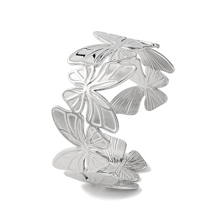 Butterfly 304 Stainless Steel Bangles for Women BJEW-B104-05P-1