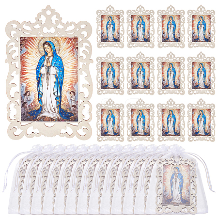 1 Bag Printed Religion Plywood Big Pendants WOOD-UN0001-33B-1
