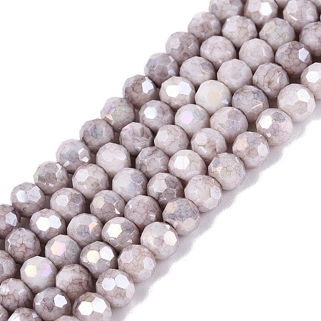 Anti-Tarnish Electroplate Glass Beads Strands EGLA-ZX010-4mm-01-1