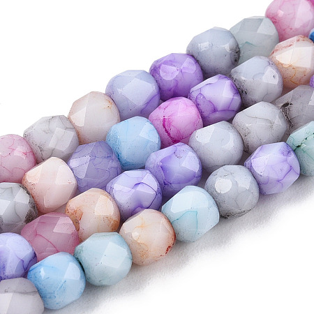 Opaque Baking Painted Glass Beads Strands X-EGLA-N006-075-1