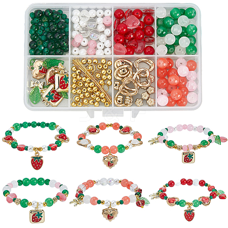 DIY Strawberry & Cherry Charm Bracelets Sets DIY-SC0031-58-1