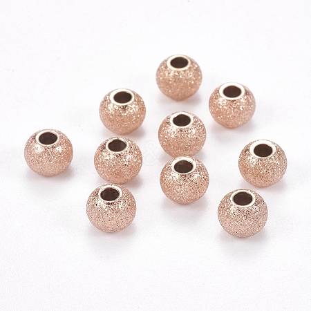 Ion Plating(IP) 304 Stainless Steel Textured Beads STAS-I081-6mm-04RG-1
