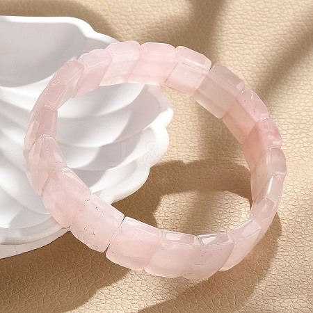 Natural Rose Quartz Gemstone Stretch Bracelets BJEW-F406-B04-1