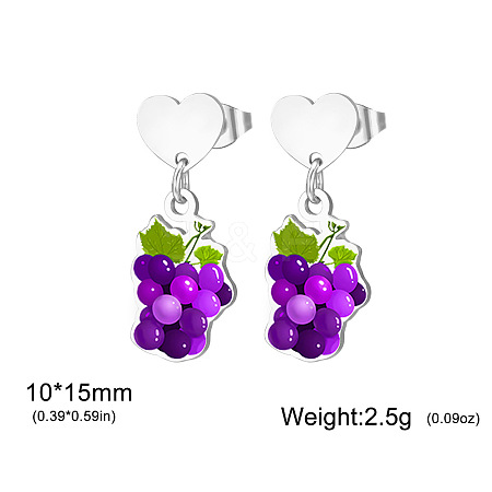 304 Stainless Steel Stud Dangle Earrings WG2FA29-07-1