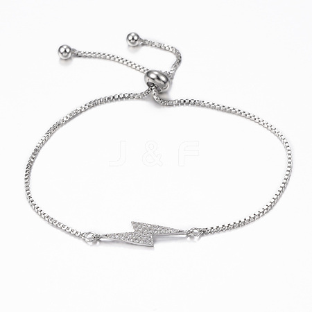 Adjustable Brass Micro Pave Cubic Zirconia Flash Slider Bracelets BJEW-E317-38P-1