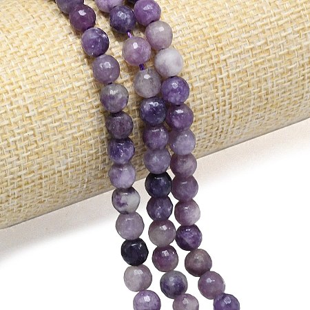 Natural Lepidolite/Purple Mica Beads Strands G-B165-A11-6mm-1