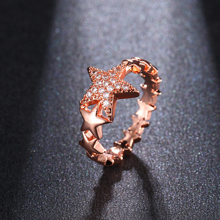 Star Brass Micro Pave Clear Cubic Zirconia Finger Rings for Women FS-WGB2D32-07-1