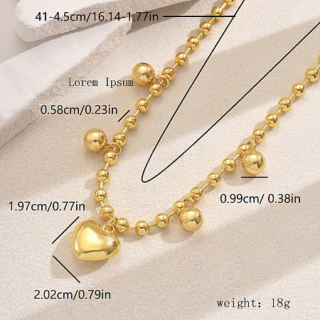 Element Brass Beaded Heart Pendant Necklaces for Women TT0100-3-1