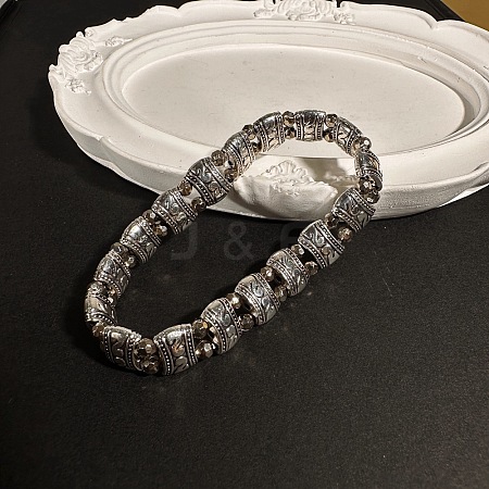 Ethnic Style Alloy Carved Beaded Stretch Bracelets for Unisex BI5144-1