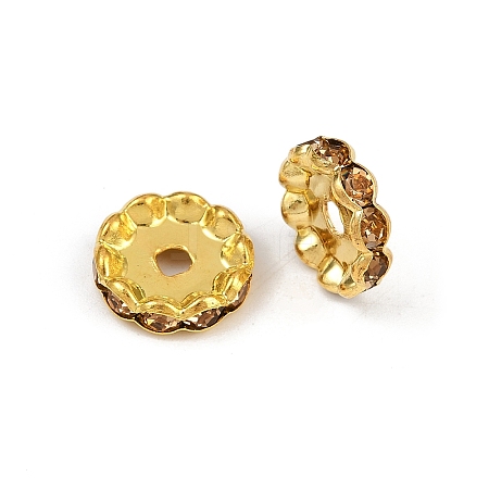 Brass Rhinestone Spacer Beads RB-A014-L12mm-14G-1