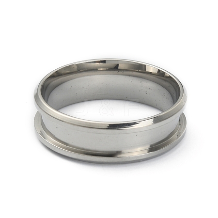 201 Stainless Steel Grooved Finger Ring Settings STAS-WH0029-52H-P-1