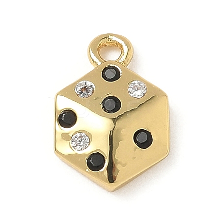Brass Micro Pave Cubic Zirconia Charms KK-I276-39G-1