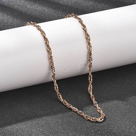3MM 304 Stainless Steel Rope Chain Necklaces for Women NJEW-B131-07RG-1