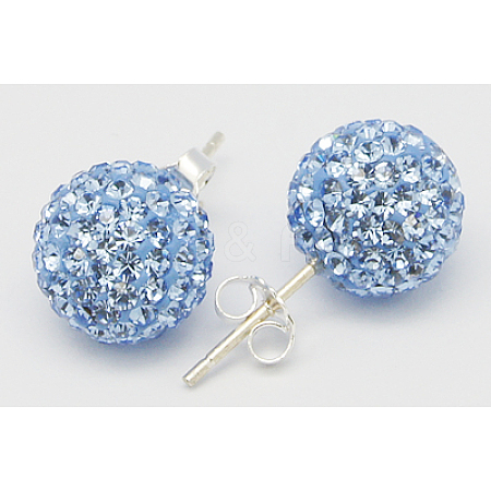 Sterling Silver Austrian Crystal Rhinestone Ball Stud Earrings for Girl X-Q286H081-1