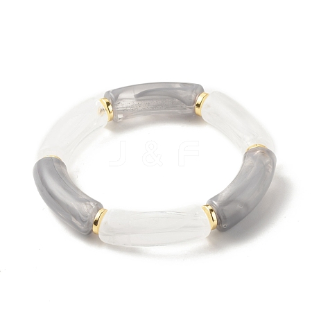 Acrylic Tube Beaded Stretch Bracelets BJEW-JB07762-04-1