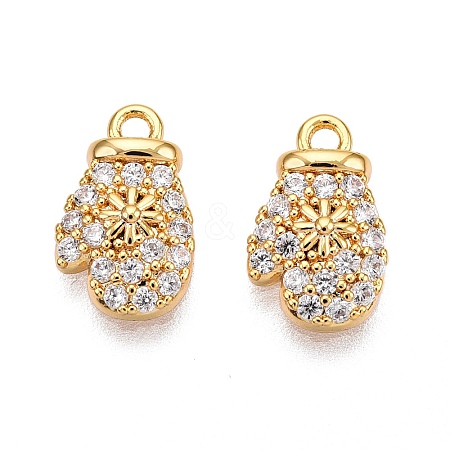 Christmas Theme Brass Micro Pave Clear Cubic Zirconia Charms KK-T073-12G-1