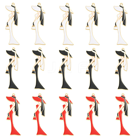 15Pcs 3 Colors Alloy Enamel Big Pendants ENAM-YW0008-92-1