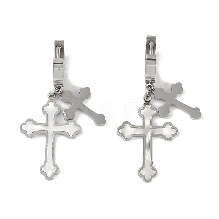 Cross 304 Stainless Steel Shell Stud Earrings EJEW-L283-022P-1