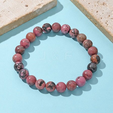 Natural Rhodonite Beads Stretch Bracelets BJEW-F380-01-B16-1