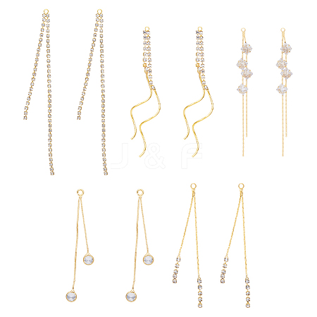 HOBBIESAY 10Pcs 5 Styles Brass Chain Tassel Big Pendants KK-HY0003-69-1