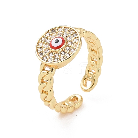 Real 18K Gold Plated Brass Micro Pave Cubic Zirconia Open Rings RJEW-J017-VC280-1